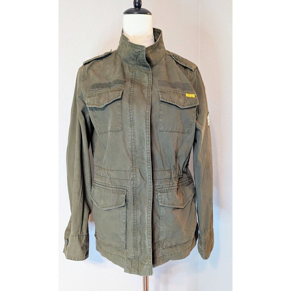OLD NAVY Women Sz M Cinched-Waist Retro  Utility Jacket Relaxed Fit Green